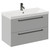Napoli Gloss Grey Pearl 800mm Wall Mounted Vanity Unit with 1 Tap Hole Slim Edge Basin and 2 Drawers with Gunmetal Grey Handles Left Hand View