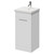 Napoli Gloss White 400mm Floor Standing Vanity Unit with 1 Tap Hole Glide Basin and Single Door with Chrome Handle Right Hand View