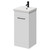Napoli Gloss White 400mm Floor Standing Vanity Unit with 1 Tap Hole Glide Basin and Single Door with Matt Black Handle Right Hand View