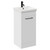 Napoli Gloss White 400mm Floor Standing Vanity Unit with 1 Tap Hole Glide Basin and Single Door with Matt Black Handle Left Hand View
