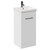 Napoli Gloss White 400mm Floor Standing Vanity Unit with 1 Tap Hole Glide Basin and Single Door with Gunmetal Grey Handle Left Hand View