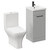 Napoli Gloss Grey Pearl 400mm Vanity Unit and Toilet Suite including Kingston Rimless Close Coupled Toilet and Floor Standing Vanity Unit with Single Door and Matt Black Handle Left Hand View