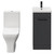 Napoli Gloss Grey 400mm Vanity Unit and Toilet Suite including Kingston Rimless Close Coupled Toilet and Floor Standing Vanity Unit with Single Door and Matt Black Handle View from Front