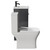 Napoli Gloss Grey 400mm Vanity Unit and Toilet Suite including Kingston Rimless Close Coupled Toilet and Floor Standing Vanity Unit with Single Door and Matt Black Handle View from Side