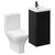 Napoli Nero Oak 400mm Vanity Unit and Toilet Suite including Kingston Rimless Close Coupled Toilet and Floor Standing Vanity Unit with Single Door and Matt Black Handle Left Hand View