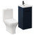 Napoli Deep Blue 400mm Vanity Unit and Toilet Suite including Kingston Rimless Close Coupled Toilet and Floor Standing Vanity Unit with Single Door and Matt Black Handle Left Hand View