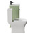 Napoli Olive Green 400mm Vanity Unit and Toilet Suite including Kingston Rimless Close Coupled Toilet and Floor Standing Vanity Unit with Single Door and Matt Black Handle View from Side