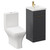 Napoli Gloss Grey 400mm Vanity Unit and Toilet Suite including Kingston Rimless Close Coupled Toilet and Floor Standing Vanity Unit with Single Door and Brushed Brass Handle Left Hand View