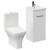 Napoli Gloss White 400mm Vanity Unit and Toilet Suite including Kingston Rimless Close Coupled Toilet and Floor Standing Vanity Unit with Single Door and Gunmetal Grey Handle Left Hand View
