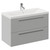 Napoli 390 Gloss Grey Pearl 800mm Wall Mounted Vanity Unit with 1 Tap Hole Basin and 2 Drawers with Polished Chrome Handles Left Hand View
