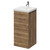 Napoli Tobacco Oak 400mm Floor Standing Vanity Unit with 1 Tap Hole Glide Basin and Single Door with Chrome Handle Right Hand View