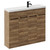 Napoli Combination Tobacco Oak 1000mm Floor Standing Vanity Unit with Slimline 1 Tap Hole Basin and 4 Doors with Matt Black Handles Left Hand View