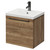 Napoli Tobacco Oak 500mm Wall Mounted Vanity Unit with 1 Tap Hole Basin and Single Drawer with Gunmetal Grey Handle Right Hand View