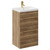 Napoli Tobacco Oak 500mm Floor Standing Vanity Unit with 1 Tap Hole Basin and 2 Drawers with Brushed Brass Handles Left Hand View