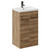 Napoli Tobacco Oak 500mm Floor Standing Vanity Unit with 1 Tap Hole Basin and 2 Doors with Gunmetal Grey Handles Left Hand View