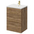 Napoli Tobacco Oak 600mm Floor Standing Vanity Unit with 1 Tap Hole Basin and 2 Drawers with Brushed Brass Handles Right Hand View