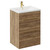Napoli Tobacco Oak 600mm Floor Standing Vanity Unit with 1 Tap Hole Basin and 2 Drawers with Brushed Brass Handles Left Hand View