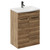 Napoli Tobacco Oak 600mm Floor Standing Vanity Unit with 1 Tap Hole Curved Basin and 2 Doors with Gunmetal Grey Handles Left Hand View
