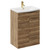 Napoli Tobacco Oak 600mm Floor Standing Vanity Unit with 1 Tap Hole Curved Basin and 2 Doors with Brushed Brass Handles Left Hand View