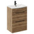Napoli Tobacco Oak 600mm Floor Standing Vanity Unit with 1 Tap Hole Curved Basin and 2 Drawers with Matt Black Handles Left Hand View