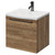 Napoli Tobacco Oak 500mm Wall Mounted Vanity Unit with 1 Tap Hole Curved Basin and Single Drawer with Gunmetal Grey Handle Right Hand View