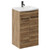 Napoli Tobacco Oak 500mm Floor Standing Vanity Unit with 1 Tap Hole Curved Basin and 2 Doors with Gunmetal Grey Handles Left Hand View