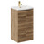 Napoli Tobacco Oak 500mm Floor Standing Vanity Unit with 1 Tap Hole Curved Basin and 2 Doors with Brushed Brass Handles Left Hand View