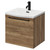 Napoli Tobacco Oak 500mm Wall Mounted Vanity Unit with 1 Tap Hole Curved Basin and Single Drawer with Matt Black Handle Right Hand View