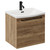 Napoli Tobacco Oak 500mm Wall Mounted Vanity Unit with 1 Tap Hole Curved Basin and Single Drawer with Matt Black Handle Left Hand View