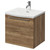 Napoli Tobacco Oak 500mm Wall Mounted Vanity Unit with 1 Tap Hole Curved Basin and Single Drawer with Chrome Handle Right Hand View