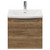 Napoli Tobacco Oak 500mm Wall Mounted Vanity Unit with 1 Tap Hole Curved Basin and Single Drawer with Chrome Handle View from Front