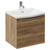 Napoli Tobacco Oak 500mm Wall Mounted Vanity Unit with 1 Tap Hole Curved Basin and Single Drawer with Chrome Handle Left Hand View