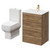 Napoli Tobacco Oak 600mm Vanity Unit and Toilet Suite including Tacoma Close Coupled Toilet and Floor Standing Vanity Unit with 2 Drawers and Brushed Brass Handles Right Hand View