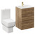 Napoli Tobacco Oak 600mm Vanity Unit and Toilet Suite including Tacoma Close Coupled Toilet and Floor Standing Vanity Unit with 2 Drawers and Brushed Brass Handles Left Hand View