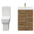 Napoli Tobacco Oak 600mm Vanity Unit and Toilet Suite including Tacoma Close Height Toilet and Floor Standing Vanity Unit with 2 Doors and Brushed Brass Handles View from Front