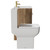 Napoli Tobacco Oak 600mm Vanity Unit and Toilet Suite including Tacoma Close Height Toilet and Floor Standing Vanity Unit with 2 Doors and Brushed Brass Handles View from Side