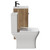 Napoli Tobacco Oak 400mm Vanity Unit and Toilet Suite including Kingston Rimless Close Coupled Toilet and Floor Standing Vanity Unit with Single Door and Matt Black Handle View from Side