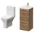 Napoli Tobacco Oak 400mm Vanity Unit and Toilet Suite including Kingston Rimless Close Coupled Toilet and Floor Standing Vanity Unit with Single Door and Brushed Brass Handle Right Hand View