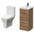 Napoli Tobacco Oak 400mm Vanity Unit and Toilet Suite including Kingston Rimless Close Coupled Toilet and Floor Standing Vanity Unit with Single Door and Gunmetal Grey Handle Right Hand View