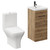 Napoli Tobacco Oak 400mm Vanity Unit and Toilet Suite including Kingston Rimless Close Coupled Toilet and Floor Standing Vanity Unit with Single Door and Gunmetal Grey Handle Left Hand View