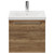 Napoli Tobacco Oak 500mm Wall Mounted Vanity Unit with 1 Tap Hole Basin and Single Drawer with Chrome Handle Front View