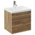 Napoli Tobacco Oak 500mm Wall Mounted Vanity Unit with 1 Tap Hole Basin and Single Drawer with Chrome Handle Left Hand View