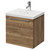 Napoli Tobacco Oak 500mm Wall Mounted Vanity Unit with 1 Tap Hole Basin and Single Drawer with Chrome Handle Right Hand View