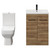 Turin Tobacco Oak 600mm Floor Standing Vanity Unit and Toilet Suite with 1 Tap Hole Glide Basin and 2 Doors with Matt Black Handles View from Front