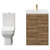 Turin Tobacco Oak 600mm Floor Standing Vanity Unit and Toilet Suite with 1 Tap Hole Glide Basin and 2 Doors with Brushed Brass Handles View from Front
