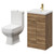 Turin Tobacco Oak 500mm Floor Standing Vanity Unit and Toilet Suite with 1 Tap Hole Glide Basin and 2 Doors with Brushed Brass Handles Right Hand View