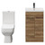 Turin Tobacco Oak 500mm Floor Standing Vanity Unit and Toilet Suite with 1 Tap Hole Glide Basin and 2 Doors with Gunmetal Grey Handles View from Front
