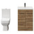 Turin Tobacco Oak 600mm Floor Standing Vanity Unit and Toilet Suite with 1 Tap Hole Glide Basin and 2 Doors with Gunmetal Grey Handles View from Front