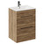 Napoli Tobacco Oak 600mm Floor Standing Vanity Unit with 1 Tap Hole Minimalist Basin and 2 Drawers with Gunmetal Grey Handles Left Hand View