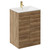 Napoli Tobacco Oak 600mm Floor Standing Vanity Unit with 1 Tap Hole Minimalist Basin and 2 Doors with Brushed Brass Handles Left Hand View